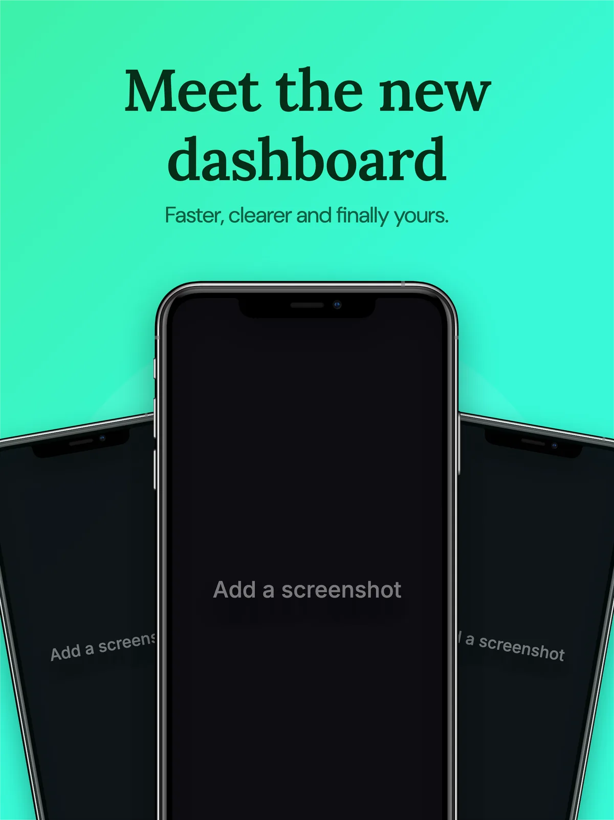 App Store iPad 12.9" · Three phones template preview